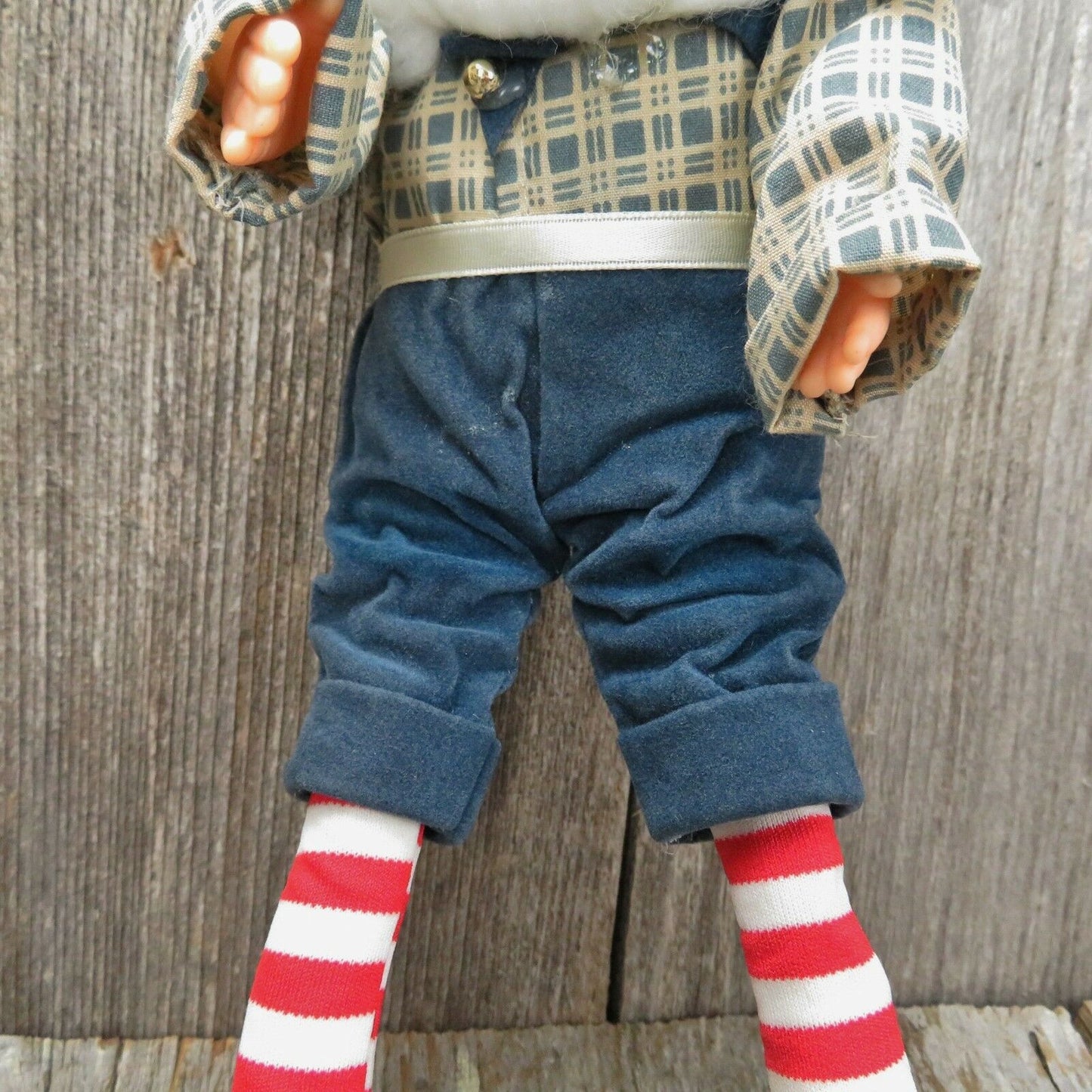 Santa Claus Elf Ornament Christmas Shelf Paper Mache Posable Vintage Taiwan - At Grandma's Table