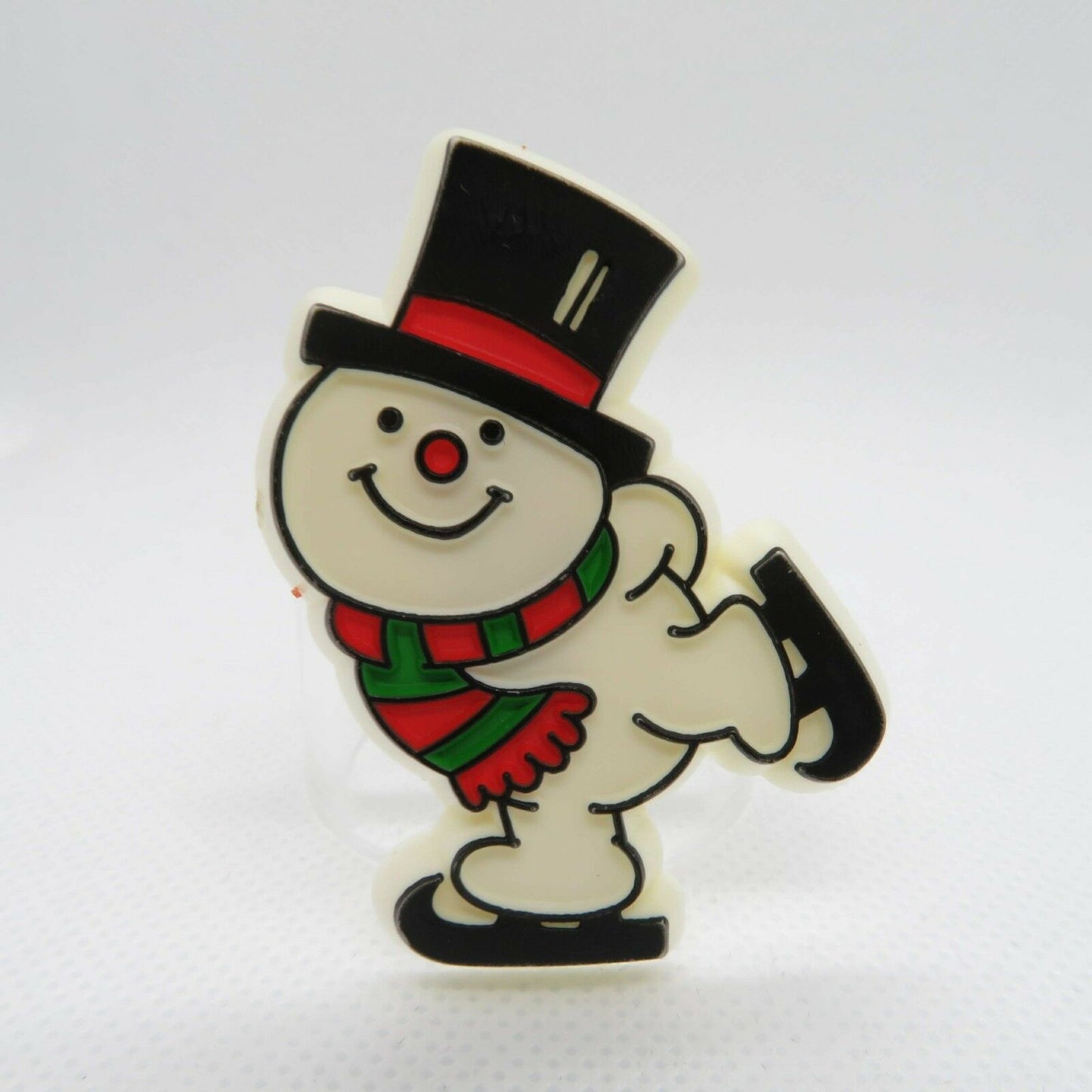 Vintage Snowman Christmas Pin Brooch Hallmark Winter White Scarf Ice Skates - At Grandma's Table