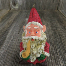 Load image into Gallery viewer, Vintage Gnome Christmas Ornament Old World Elf Santa Hallmark Pipe Wood Look - At Grandma&#39;s Table