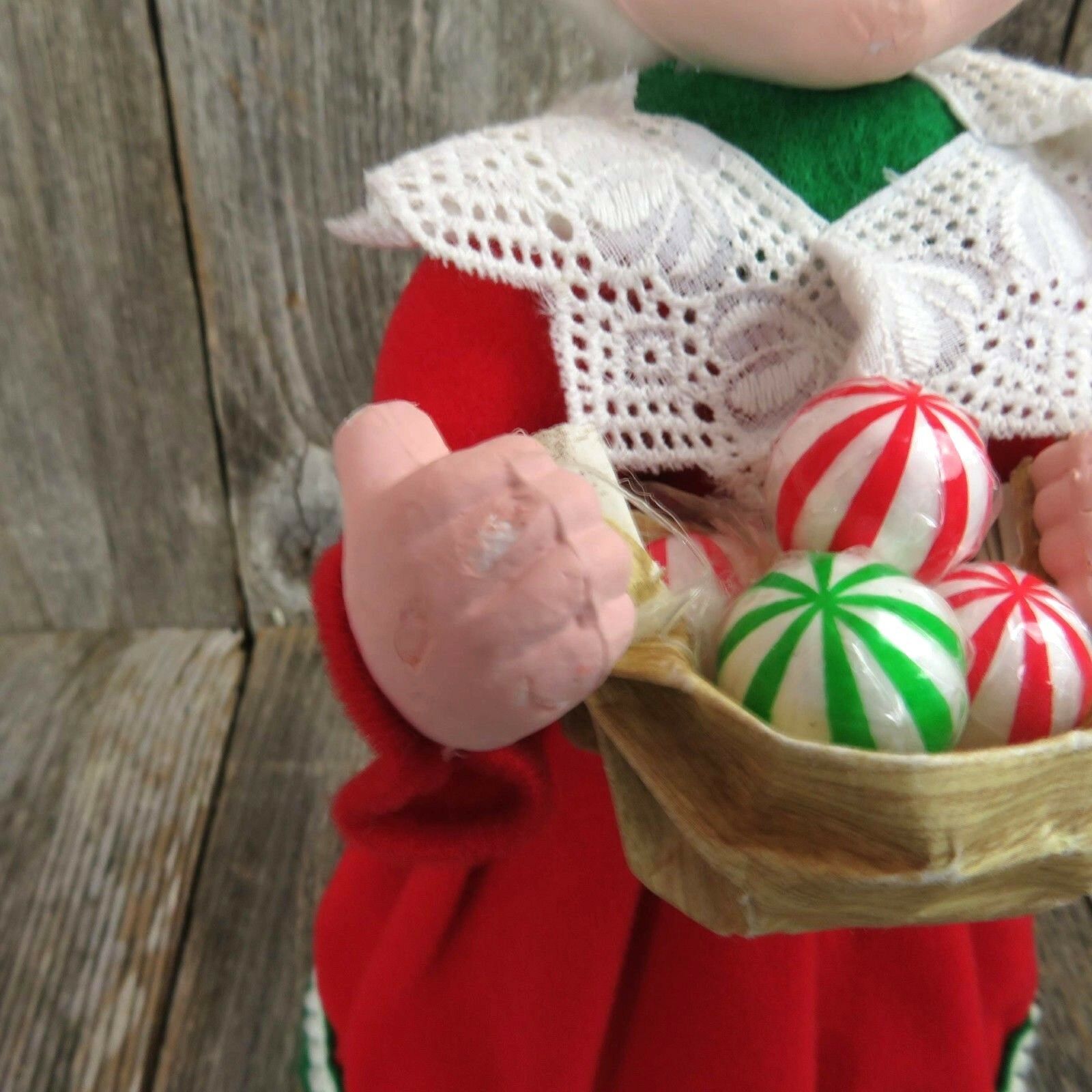 Vintage Mrs Claus Doll Figurine Christmas Paper Mache Plaster Chalk Decor Table Topper - At Grandma's Table
