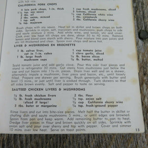 California Fresh Mushrooms Cook Book Vintage Cookbook Recipes 1963 - At Grandma's Table