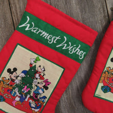 Load image into Gallery viewer, Disney Stocking Set Warmest Wishes Mickie Minnie Goofy Donald Daisy Duck Red - At Grandma&#39;s Table