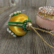 Load image into Gallery viewer, Beaded Ball Ornament Sequined Satin Vintage Egg Drop Handmade Christmas Pink - At Grandma&#39;s Table