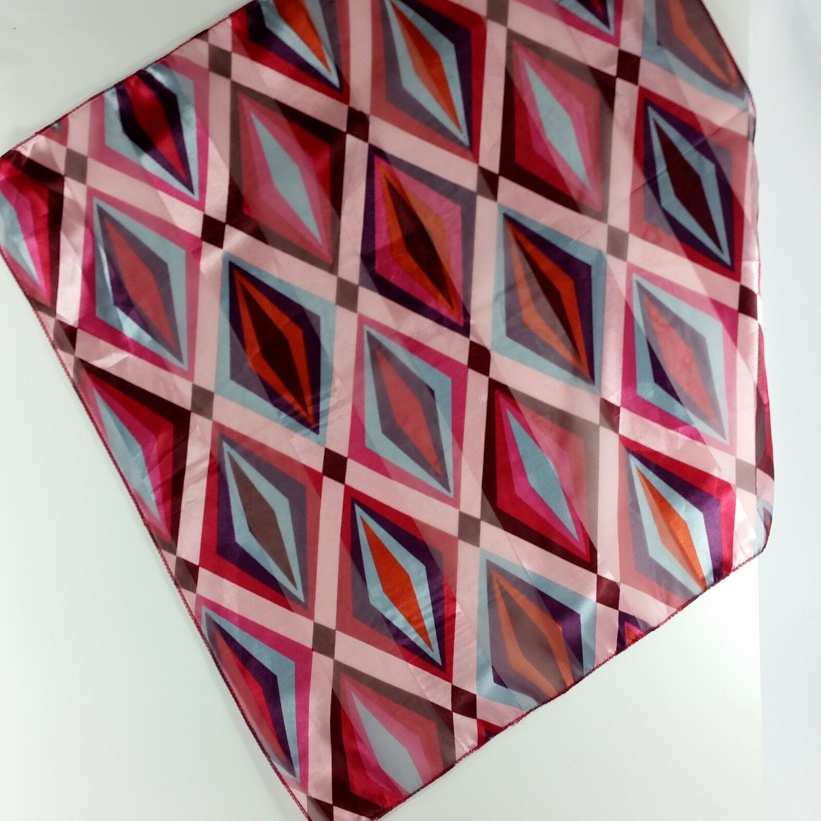 Vintage Scarf Wrap Bandanna Head Neck Square Women Geometric Pink Purple A6 - At Grandma's Table