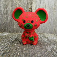 Load image into Gallery viewer, Vintage Mouse Ornament Red Calico Flowers Christmas Hallmark 1978 - At Grandma&#39;s Table