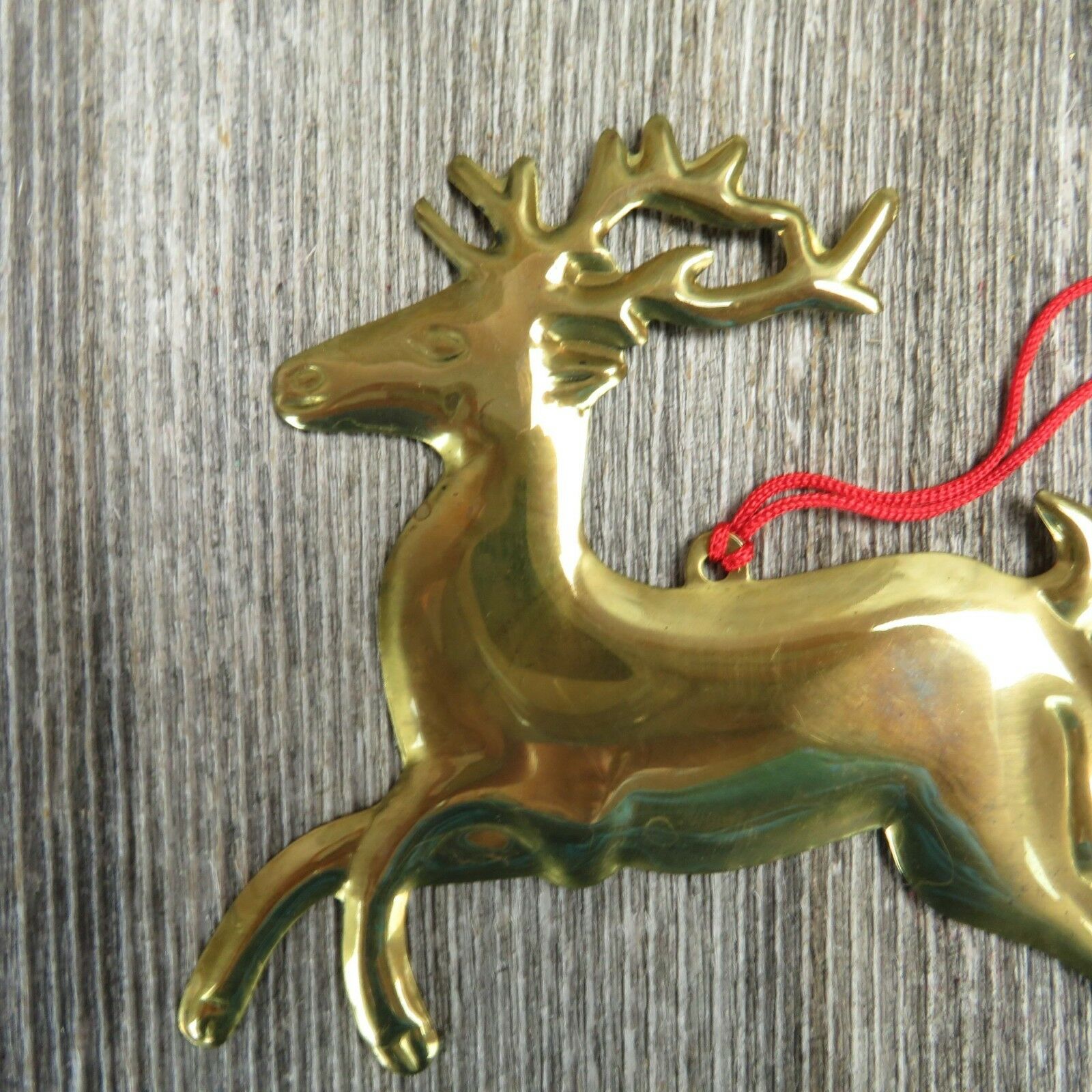 Vintage Reindeer Metal Gold Plated Ornament Department 56 Christmas Brass - At Grandma's Table