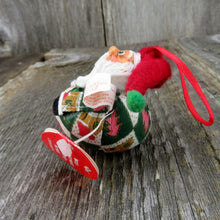 Load image into Gallery viewer, Vintage Santa Christmas Ornament Plush Stuffed Russ Wee Country Kins Red Green - At Grandma&#39;s Table