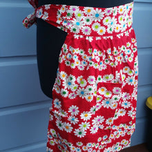 Load image into Gallery viewer, Vintage Half Apron Hostess Handmade Bright Colored Daisy Print Style A5 - At Grandma&#39;s Table