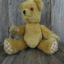 Load image into Gallery viewer, Vintage Mohair Teddy Bear Jointed Plush Stuffed Animal Laura Ashley Gingham Glass Eyes - At Grandma&#39;s Table
