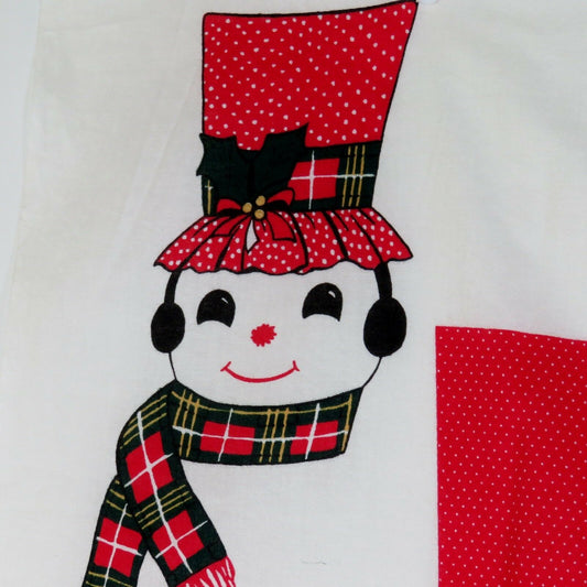 Christmas Door Hanging Panel Cut Sew Fabric Snowman Vintage Wamsutta Red Scarf - At Grandma's Table