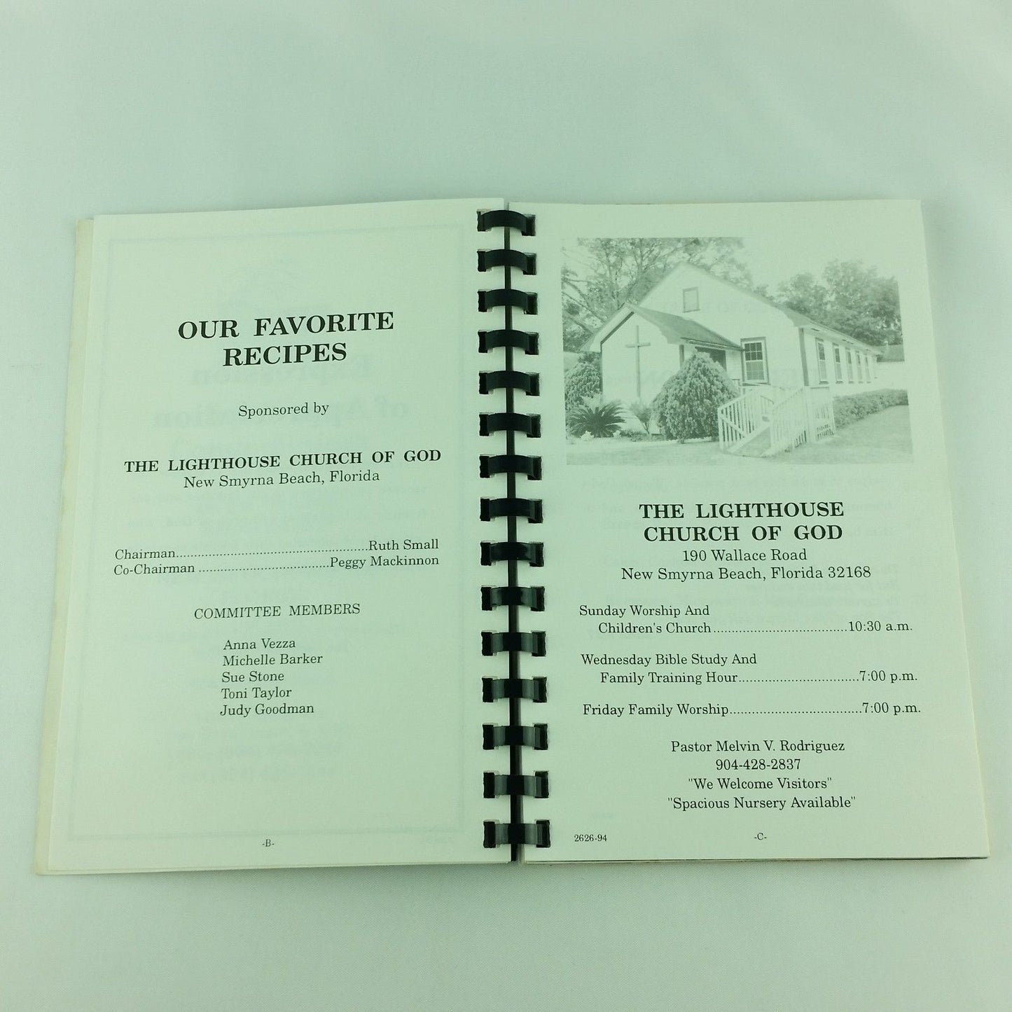 Vintage Florida Cookbook New Smyrna Beach Lighthouse Church of God Treasures - At Grandma's Table