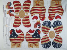 Load image into Gallery viewer, Rooster Dolls Cut Sew Fabric Panel Patriotic Yankee Doodle Daisy Kingdom July 4 - At Grandma&#39;s Table