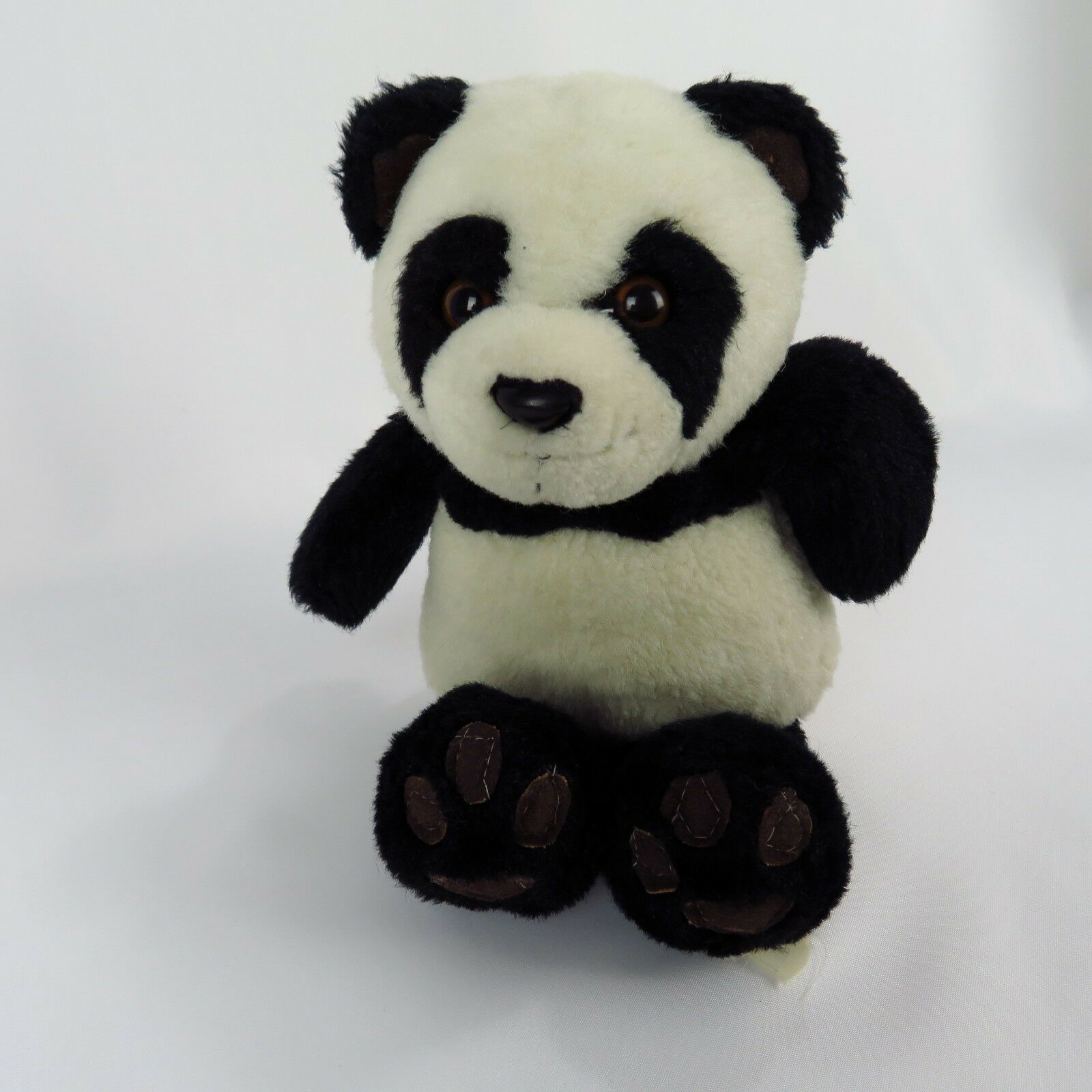 Vintage Panda Teddy Bear Plush Stuffed Animal Toy Doll Black White Brown - At Grandma's Table