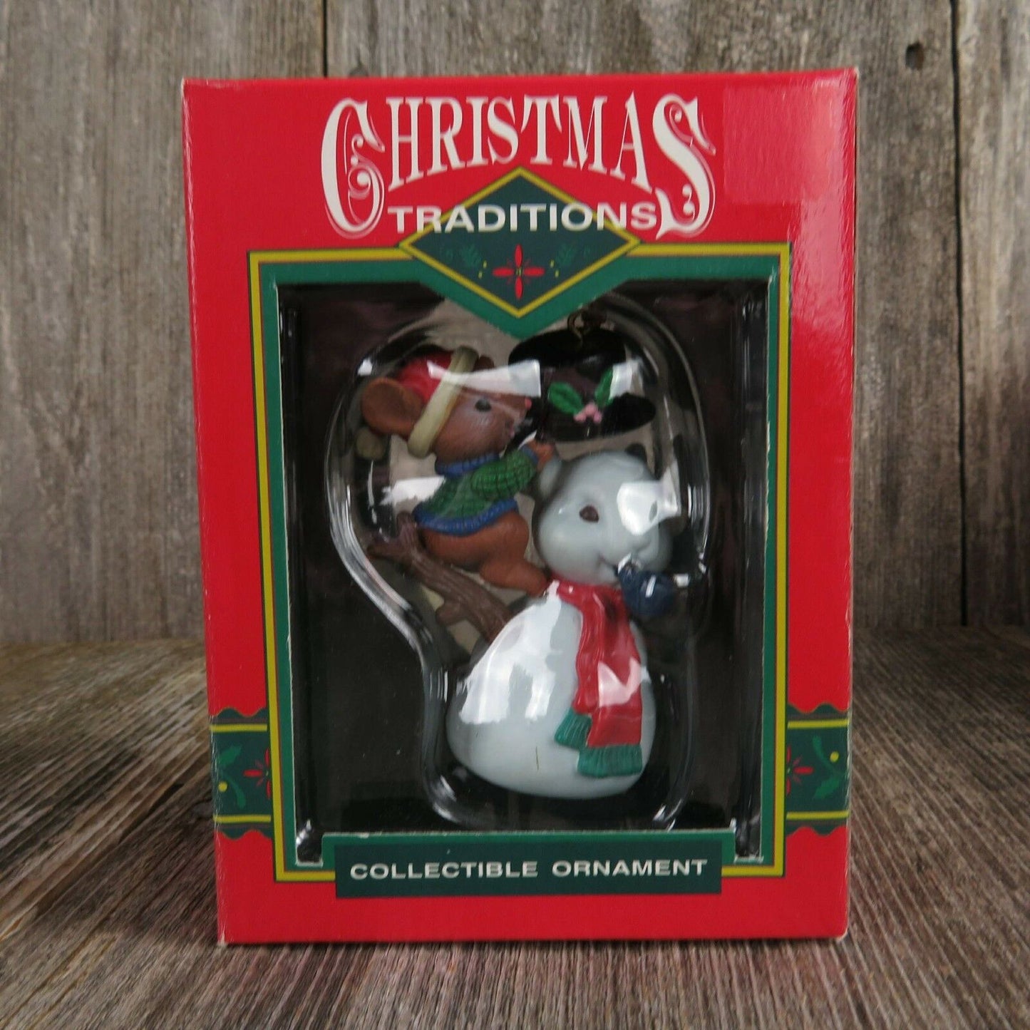 Snowman Mouse Mice Ornament Vintage Top Hat Dressing Building Enesco Lustre Fame - At Grandma's Table