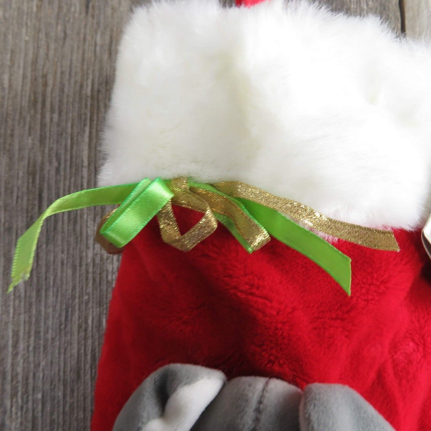Vintage Mouse Christmas Stocking Plush Creations Stuffed Animal Red White - At Grandma's Table