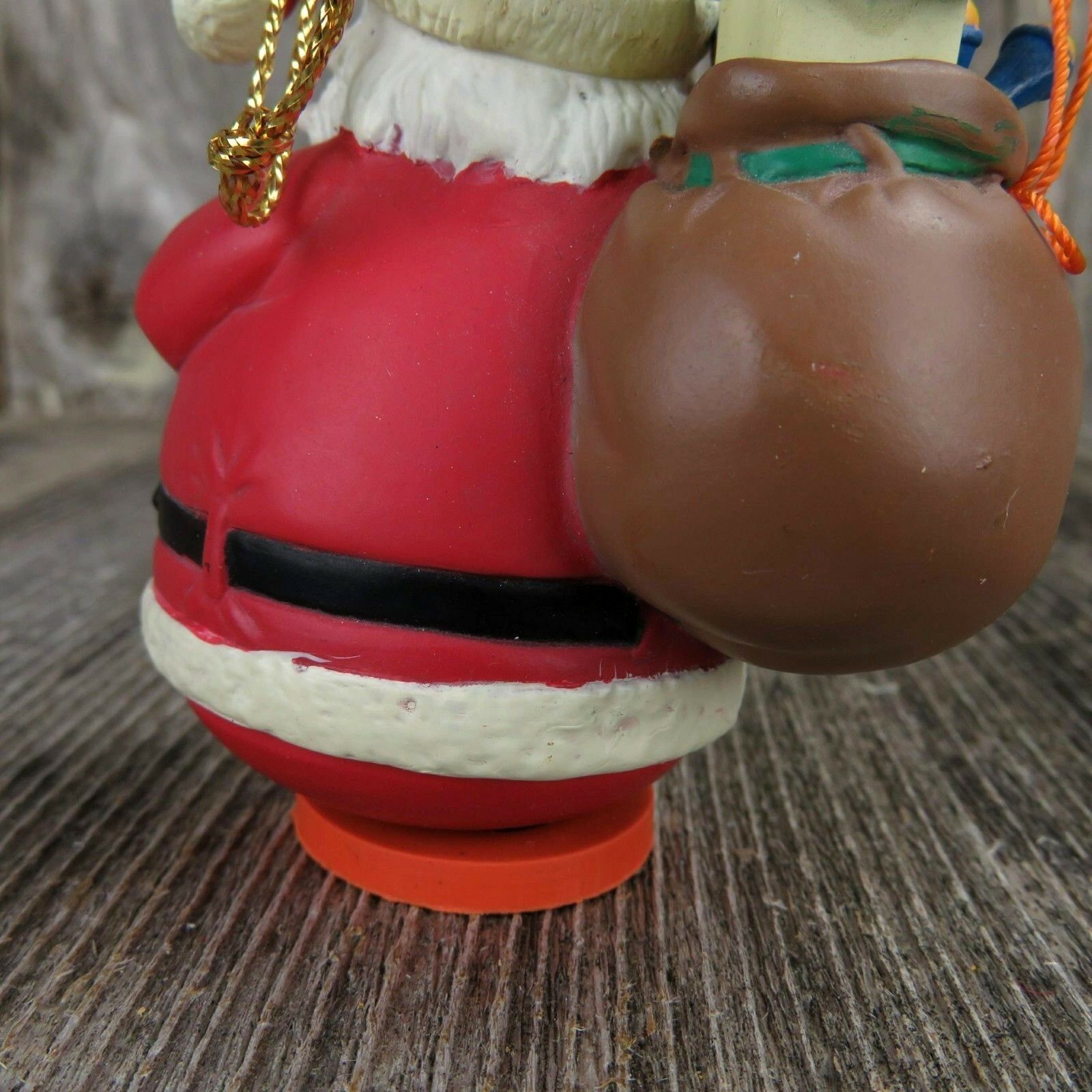 Vintage Santa Claus Sack Christmas Ornament Rollie Pollie Wobble Lustre Fame - At Grandma's Table