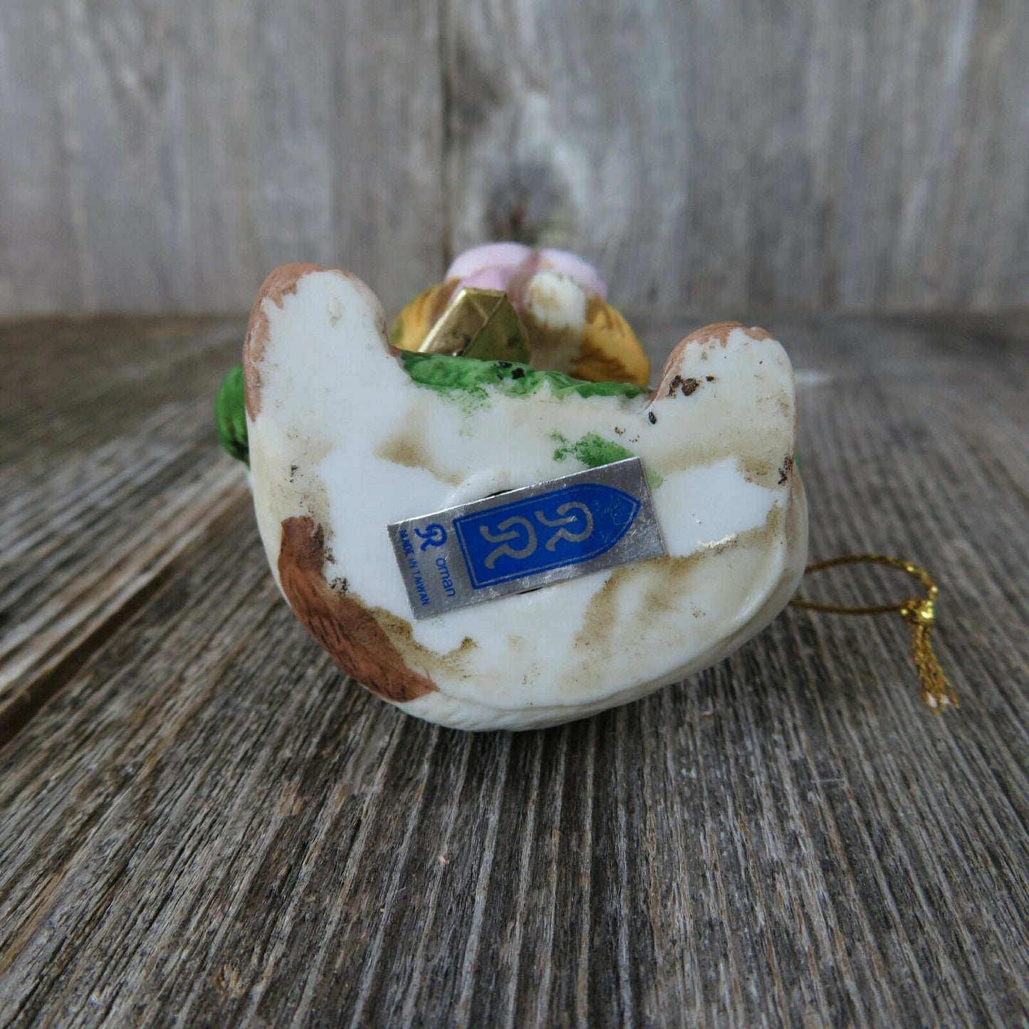 Vintage Cow Bull Christmas Ornament Roman Wreath Farm Country Rustic Ceramic - At Grandma's Table