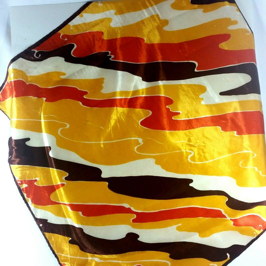 Vintage Scarf Square Women's Fashion Head Neck Wrap Orange Yellow Brown A10 - At Grandma's Table
