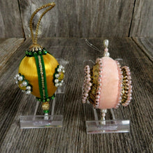 Load image into Gallery viewer, Beaded Ball Ornament Sequined Satin Vintage Egg Drop Handmade Christmas Pink - At Grandma&#39;s Table