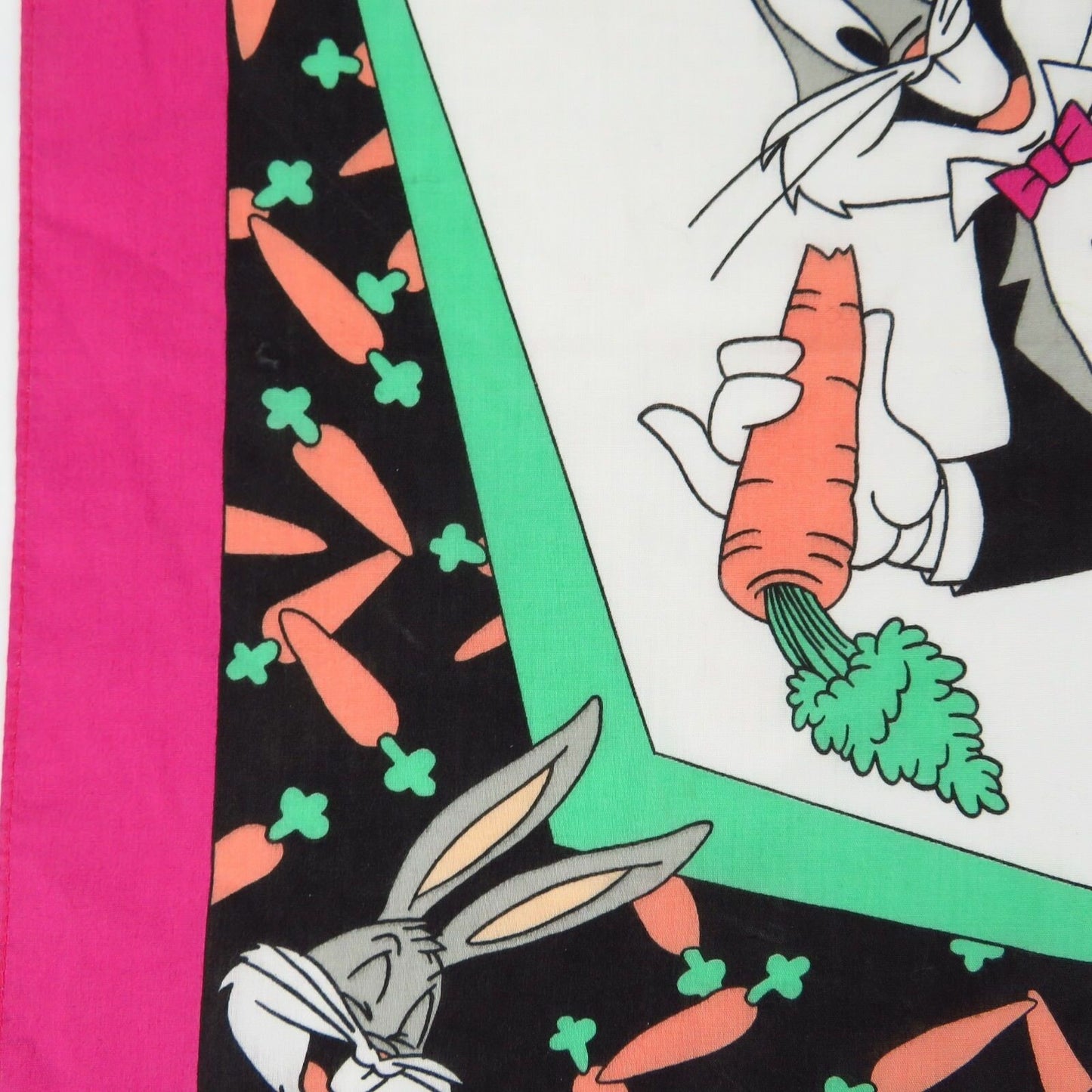 Vintage Bugs Bunny Bandana Scarf Carrots Head Neck Flag Wall Warner Brother - At Grandma's Table