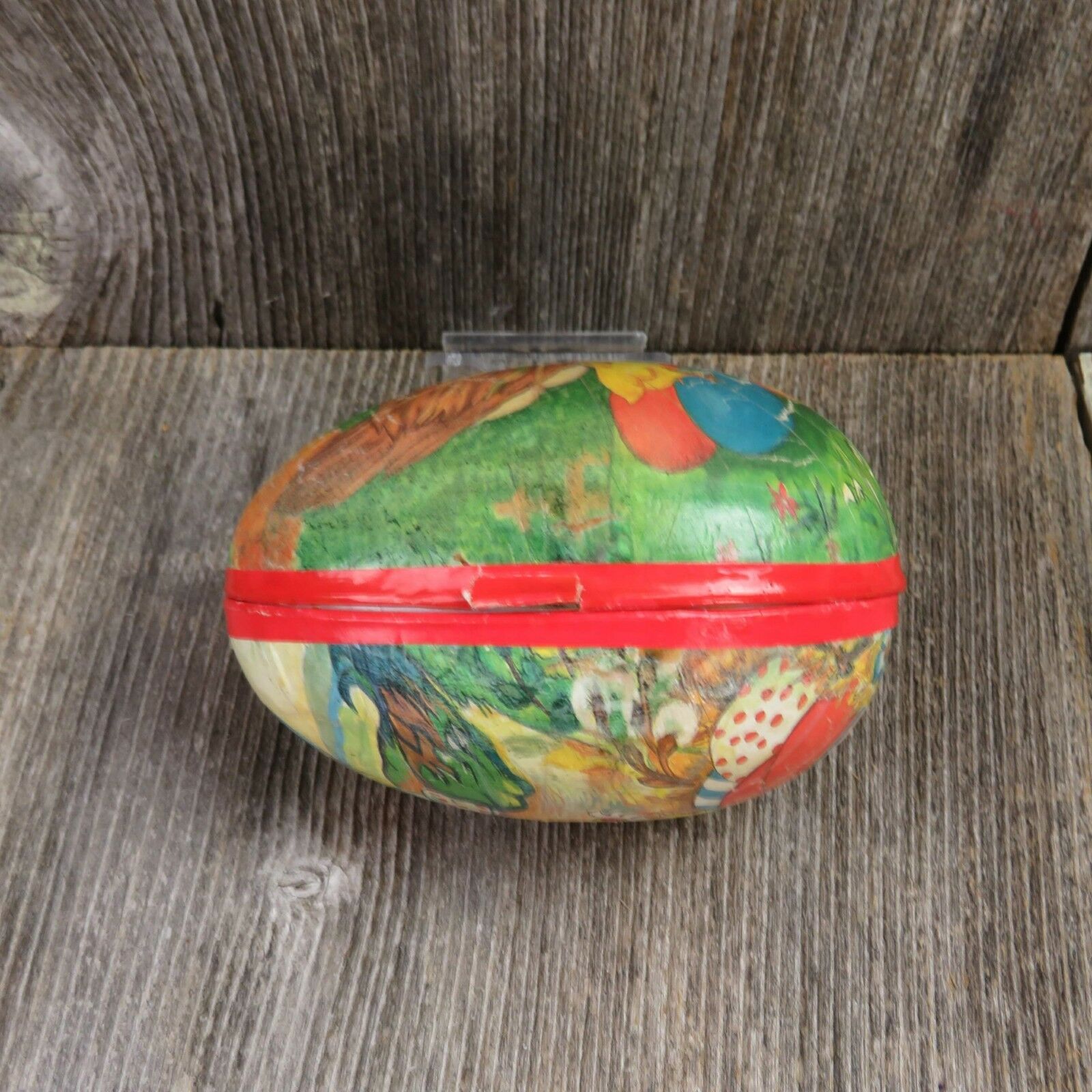 Vintage Easter Egg Paper Mache Candy Holder Container with Chick Toy - At Grandma's Table