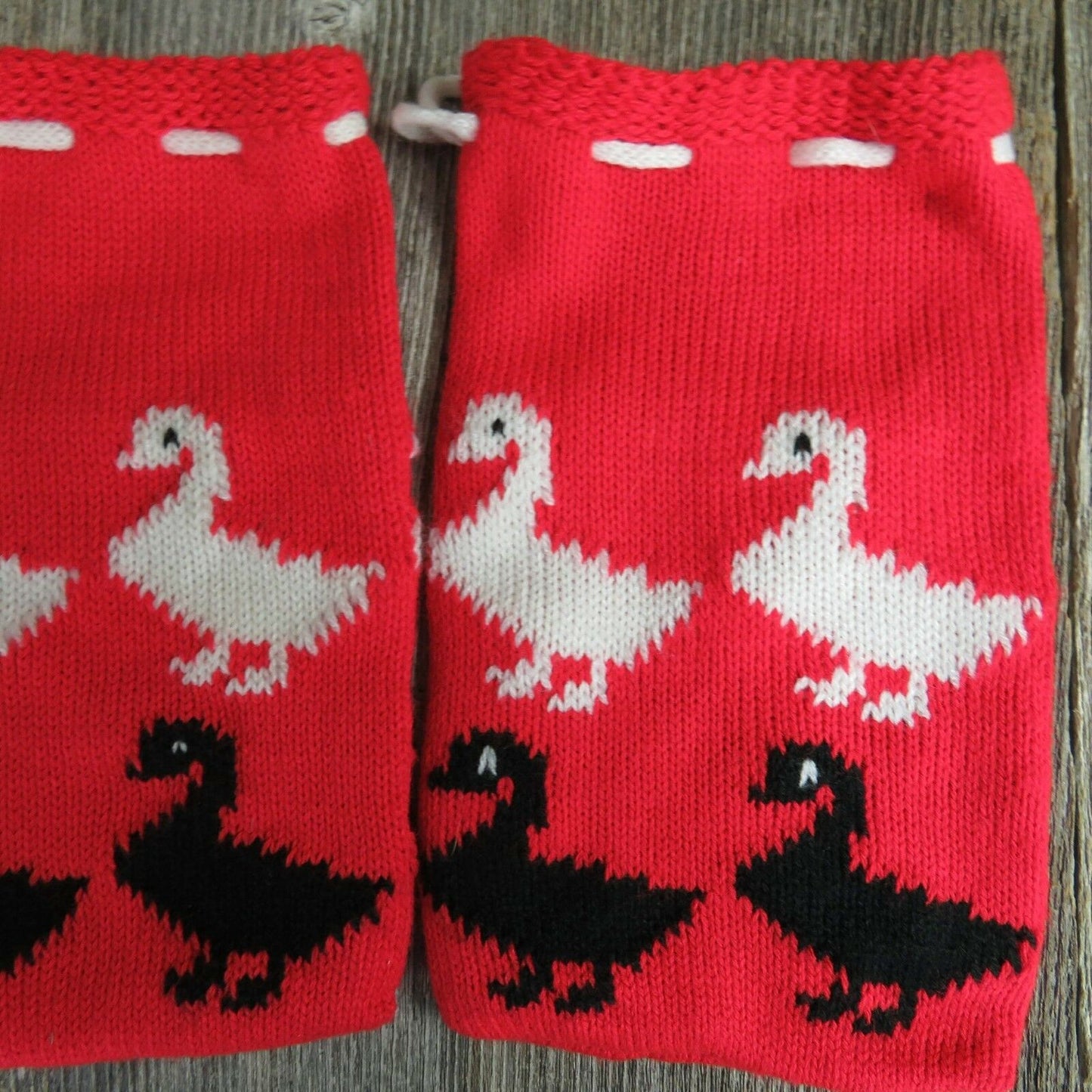 Vintage Goose Santa Sack Bag Stocking Knit Christmas Applause Geese Duck Swan - At Grandma's Table