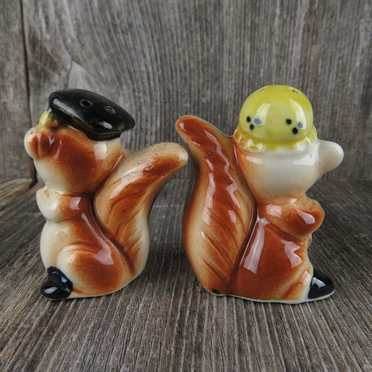 Vintage Squirrel Salt Pepper Shakers Scholar Anthropomorphic Mr Mrs Graduation Figurine - At Grandma's Table