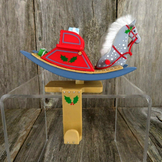 Vintage Rocking Horse Stocking Holder Christmas Hallmark Hanger Hook Movable - At Grandma's Table