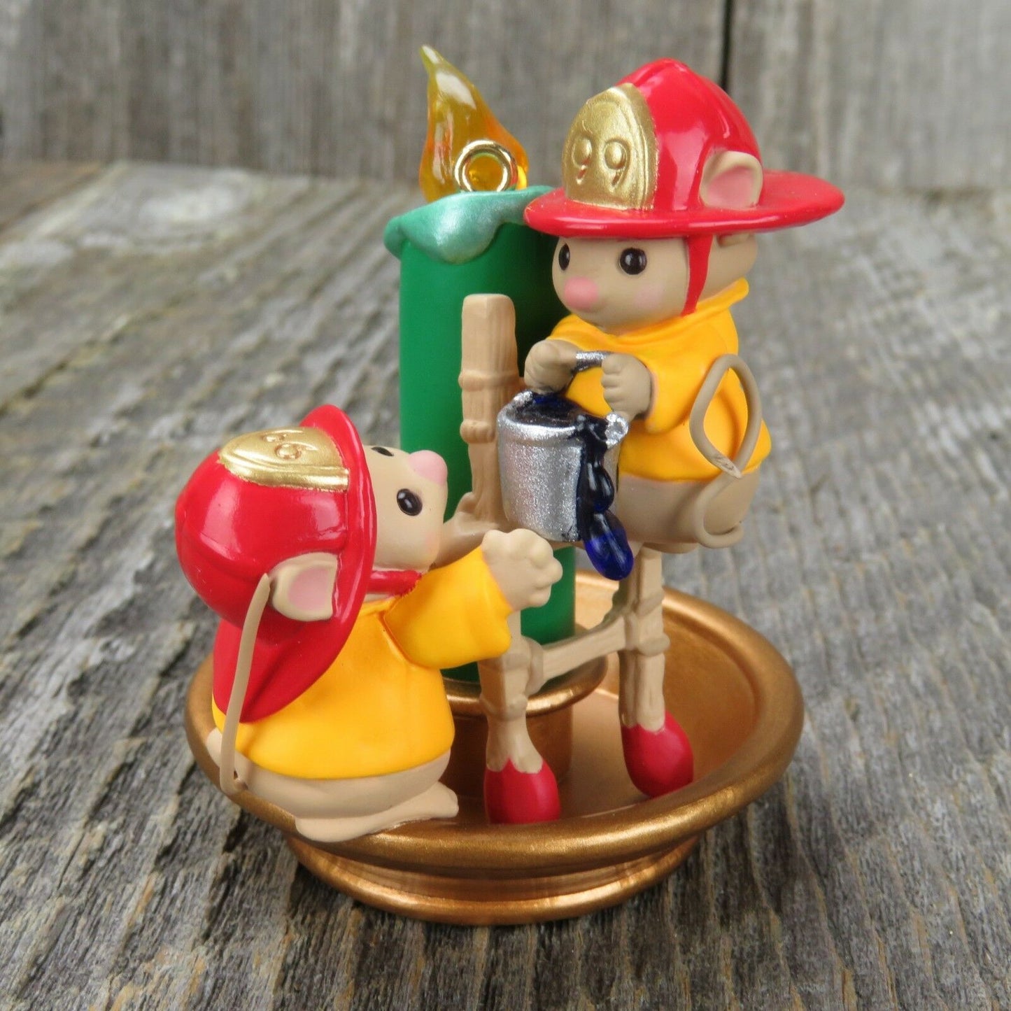 Fire Fighter Ornament Mouse Hallmark Flame Fighting Friends Christmas Candle - At Grandma's Table