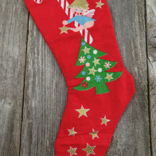 Load image into Gallery viewer, Vintage Angel Tree Stocking Merry Christmas Fabric Flannel Candy Cane Stars Red - At Grandma&#39;s Table