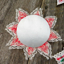 Load image into Gallery viewer, Vintage Star Flower Fabric Ornament Handmade Christmas Lace Poinsettia Lot Set - At Grandma&#39;s Table