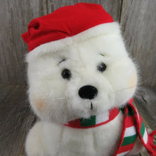 Load image into Gallery viewer, Vintage Seal Plush Sea Lion Russ Swizzel Christmas Stuffed Animal Santa Hat - At Grandma&#39;s Table