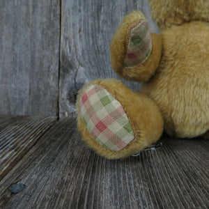 Vintage Mohair Teddy Bear Jointed Plush Stuffed Animal Laura Ashley Gingham Glass Eyes - At Grandma's Table