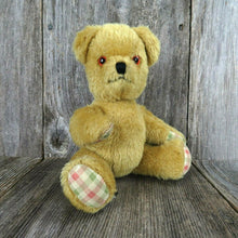 Load image into Gallery viewer, Vintage Mohair Teddy Bear Jointed Plush Stuffed Animal Laura Ashley Gingham Glass Eyes - At Grandma&#39;s Table