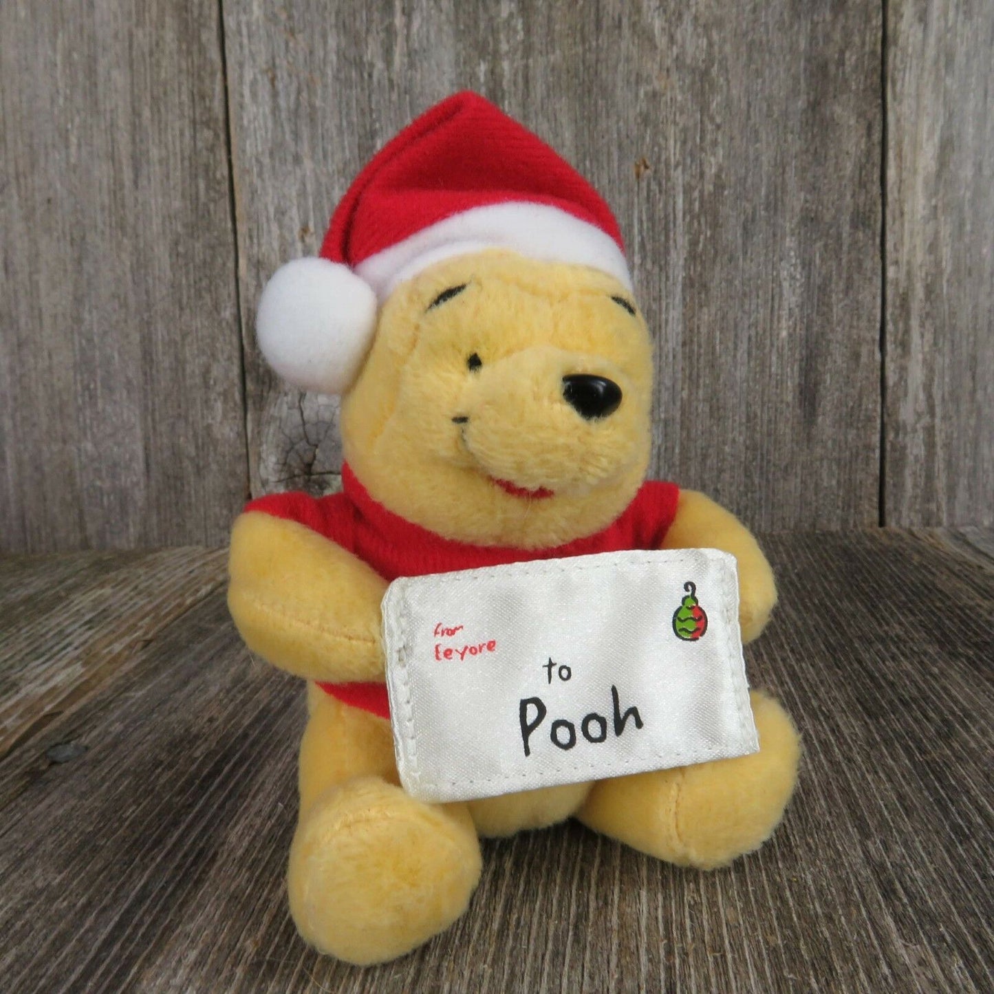 Winnie the Pooh Christmas Card Ornament Plush Disney Stuffed Bear Animal Teddy - At Grandma's Table