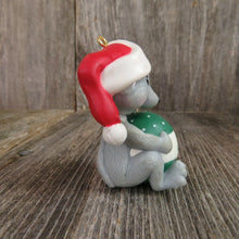 Load image into Gallery viewer, Mouse Season&#39;s Greetings Ornament Vintage Christmas Ball DCI Green Santa Hat - At Grandma&#39;s Table