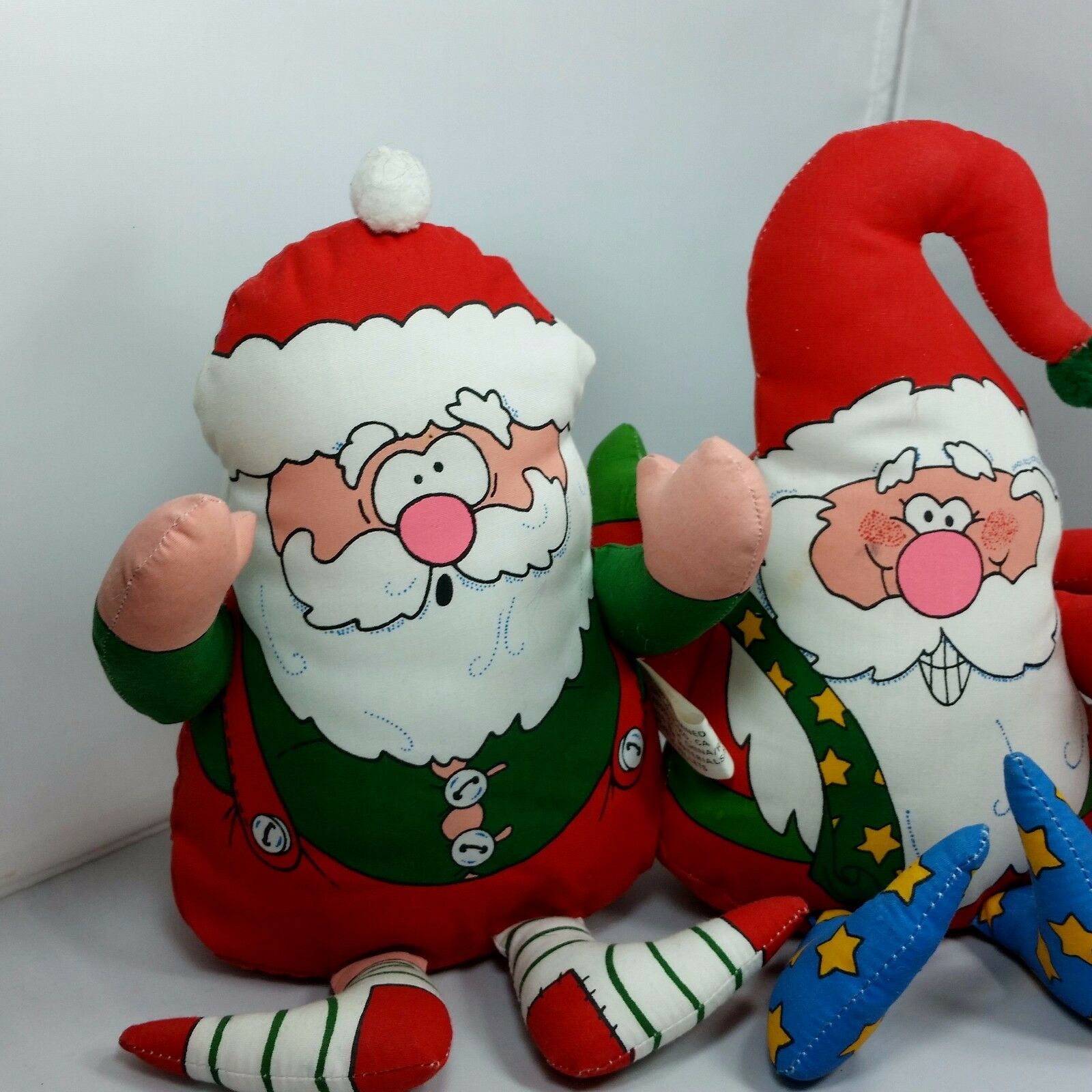 Vintage Santa Claus Christmas Plush Figures Stuffed Shelf Sitters Decoration - At Grandma's Table