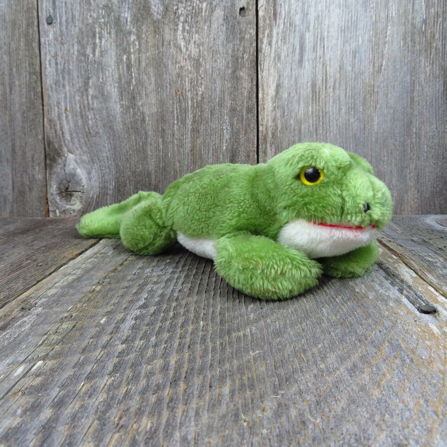 Frog Toad Plush Vintage Dakin Stuffed Animal Toy Doll Nut Filled Green 1976 - At Grandma's Table