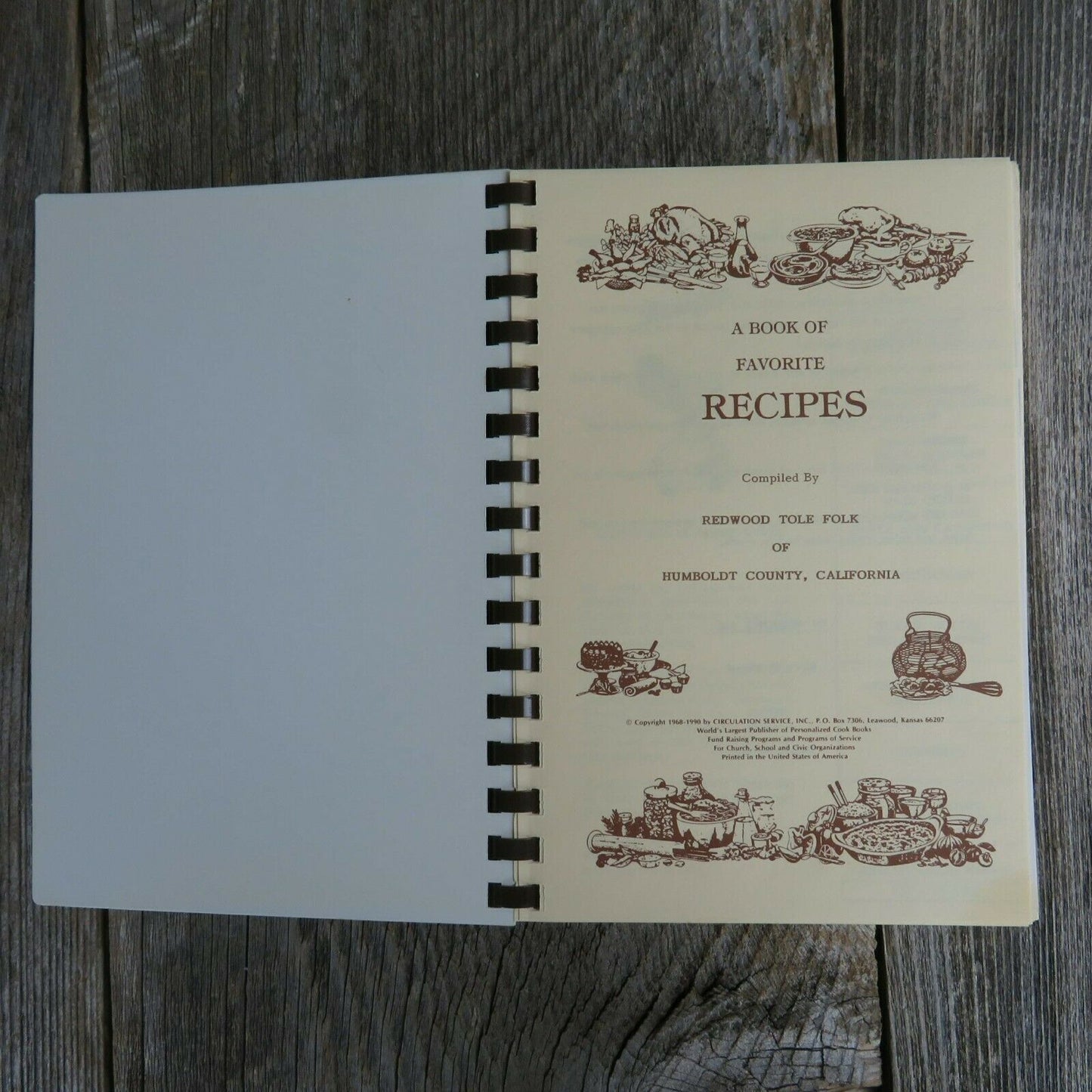 Vintage Eureka California Cookbook Redwood Tole Folk Favorite Recipes 1990 - At Grandma's Table