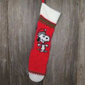 Vintage Snoopy Christmas Stocking Hallmark Knitted Knit Red 1958 Ambassador st27 - At Grandma's Table
