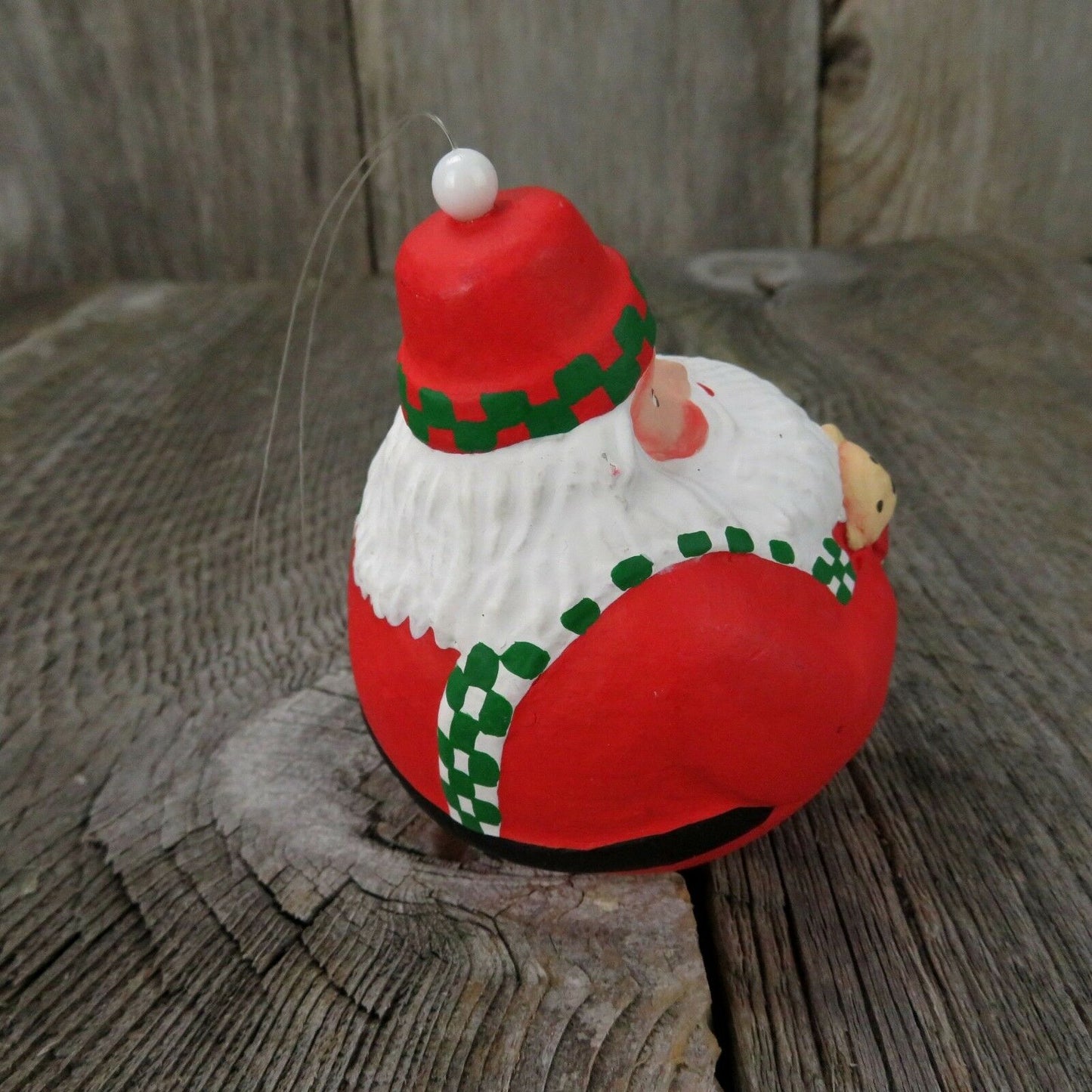 Santa Ball Christmas Ornament Department 56 Bisque Porcelain Ceramic Red Bear - At Grandma's Table