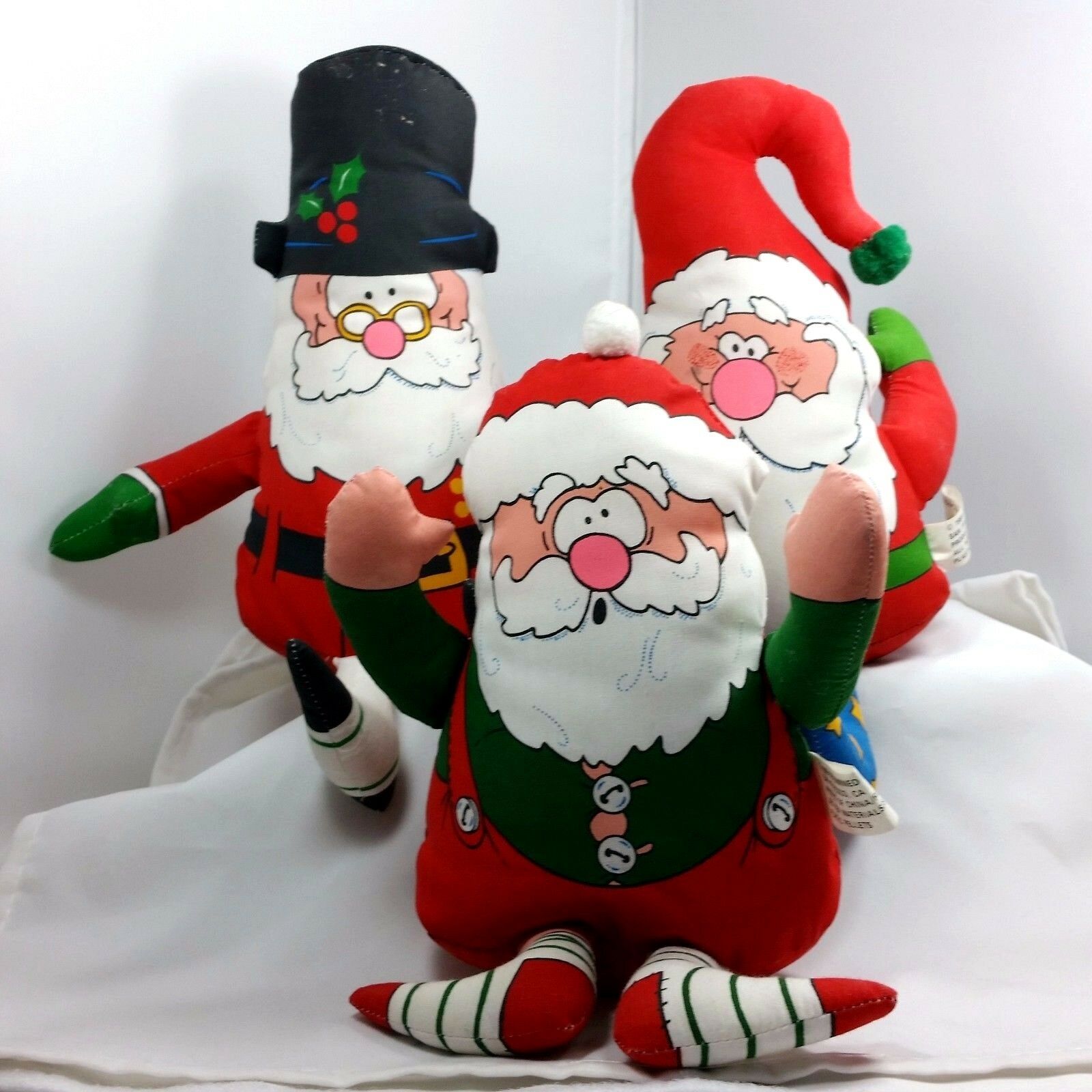 Vintage Santa Claus Christmas Plush Figures Stuffed Shelf Sitters Decoration - At Grandma's Table