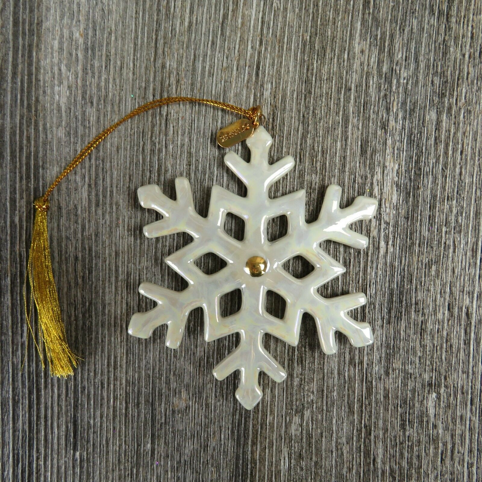Snowflake Christmas Ornament Lenox Winter Splendor 14k China White Iridescent - At Grandma's Table