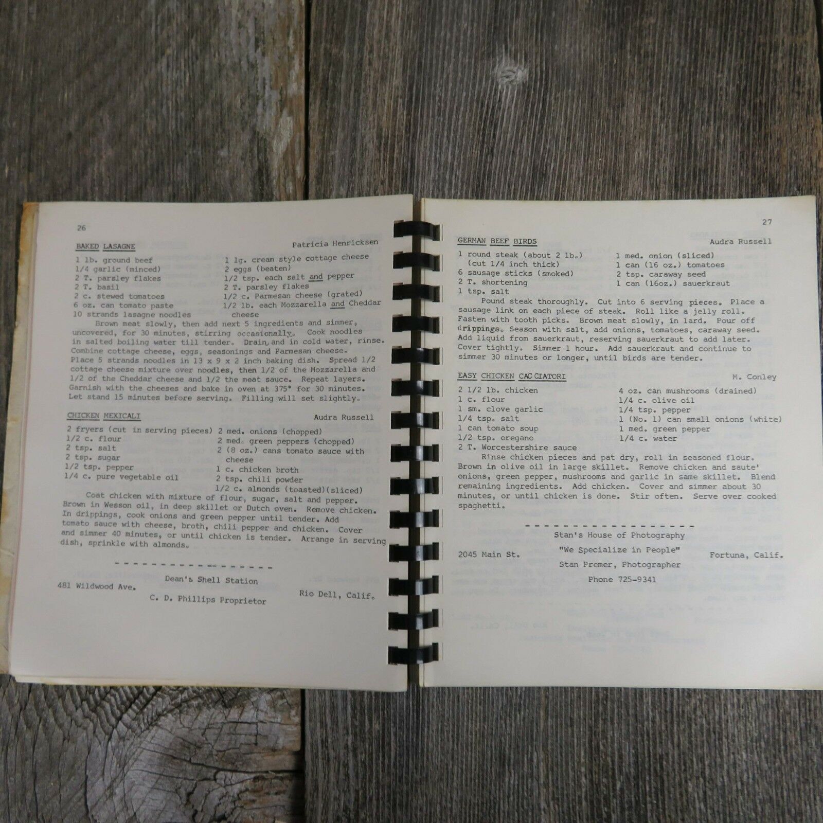 Vintage Veterans Foreign Wars Cookbook California Garberville Ladies Auxiliary - At Grandma's Table