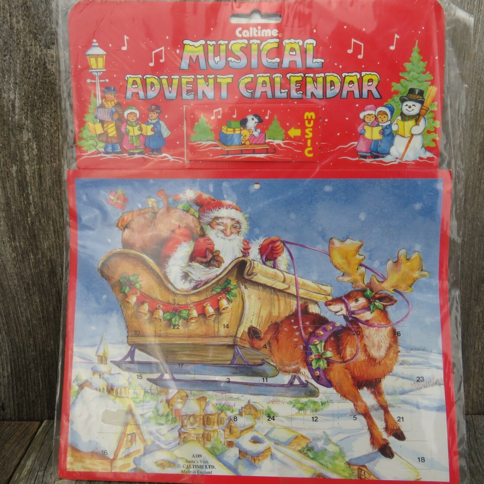 Vintage Santa Visit Advent Calendar Musical Pop Up Caltime Sealed England - At Grandma's Table