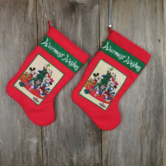 Disney Stocking Set Warmest Wishes Mickie Minnie Goofy Donald Daisy Duck Red - At Grandma's Table