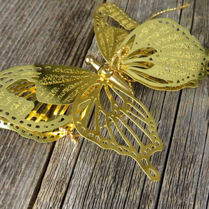 Vintage Butterfly Christmas Ornaments Metal Lot Gold Taiwan Mobile Decoration - At Grandma's Table