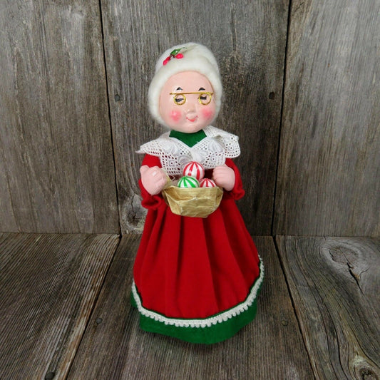 Vintage Mrs Claus Doll Figurine Christmas Paper Mache Plaster Chalk Decor Table Topper - At Grandma's Table