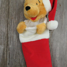 Load image into Gallery viewer, Winnie The Pooh Christmas Stocking Plush Stuffed Animal Red Santa Hat Disney - At Grandma&#39;s Table