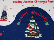 Load image into Gallery viewer, Vintage Apron Cut Sew Fabric Panel Christmas Holiday Blue Santa Butcher Country - At Grandma&#39;s Table